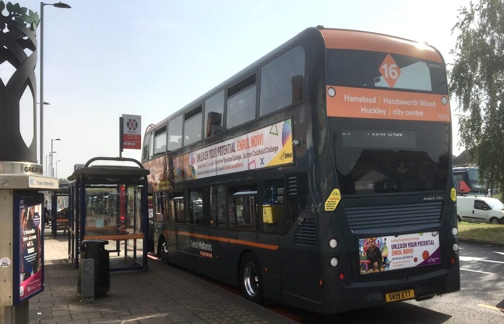 Picture of a double-decker bus at a bus stop in Great Barr